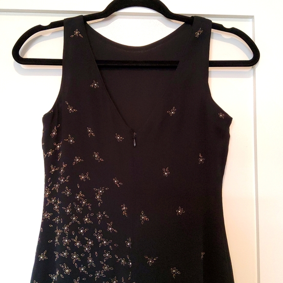 Ann Taylor 100% Silk Black Floral Dress Vintage Size 2P - Picture 5 of 8